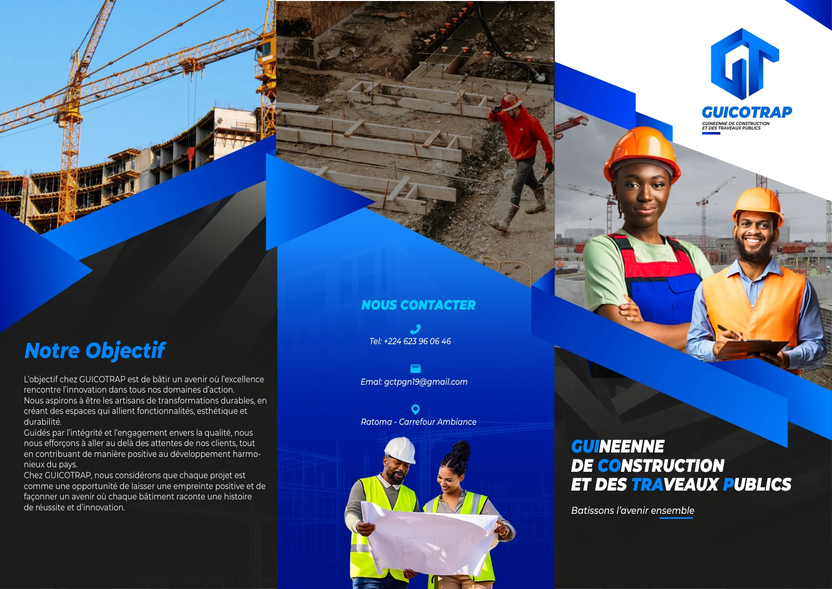 Plaquette de présentation de l’entreprise GUICOTRAP, construction et travaux publics
